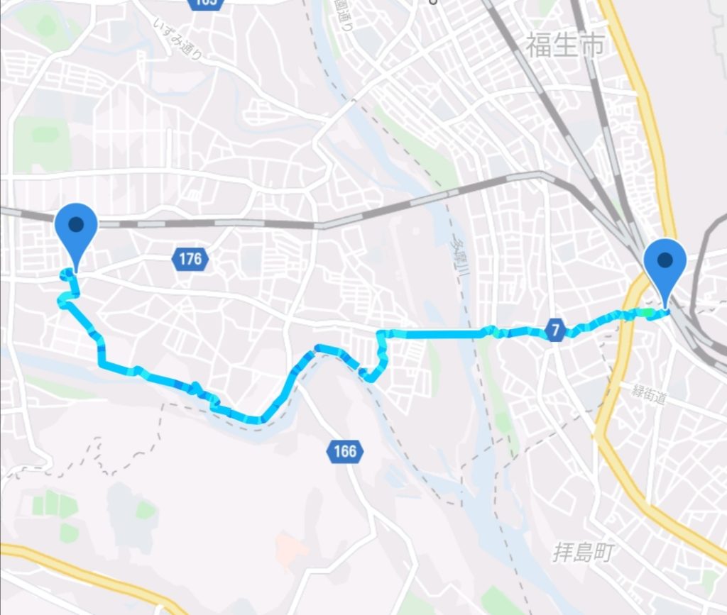 拝島から高倉町珈琲あきる野店